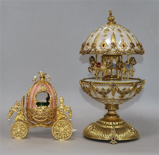 Two House of Faberge eggs